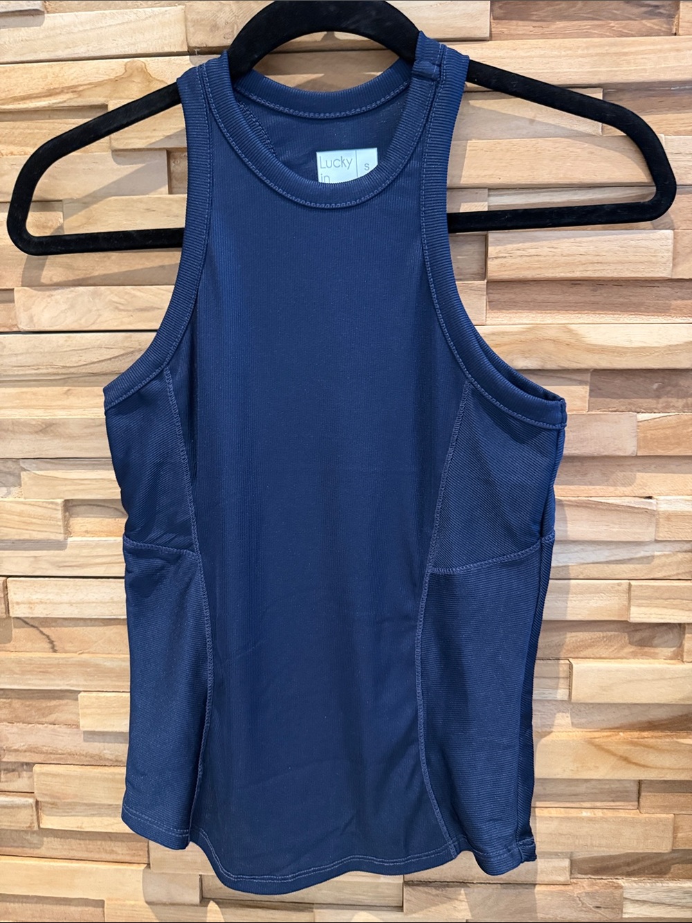Lucky Brand Navy High-Neck Racerback Tank Top